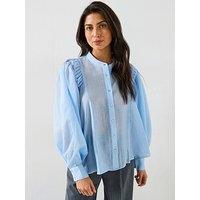 V By Very Batwing Drapey Textured Shirt - Blue