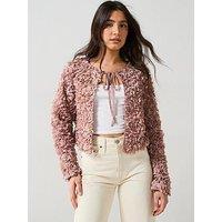 V By Very Textured Rose Floral Jacket - Pink