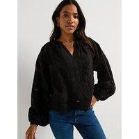 V By Very Premium Guipure Lace Blouse - Black