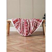 Very Home Christmas Fairisle Sherpa Throw - Red