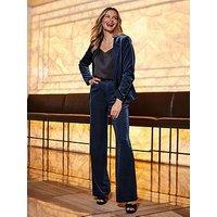 Sosandar Velvet Wide Leg Trouser - Blue