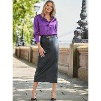 Sosandar Pu Maxi Back Split Skirt - Black