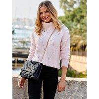 Sosandar Roll Neck Pointelle Jumper - Pink