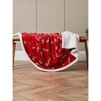 Very Home Christmas Candy Cane Sherpa Throw