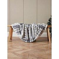 Very Home Christmas Fairisle Sherpa Throw - Grey