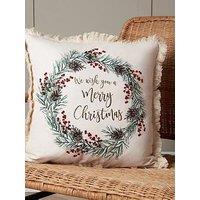 Very Home Christmas Wreath Cushion