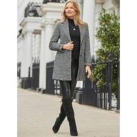 Sosandar Relaxed Textured Herringbone Coat - Black