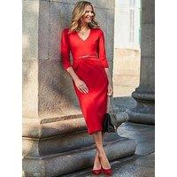 Sosandar Belted Midi Dress - Red