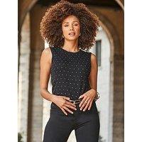 Sosandar Gem Sleeveless Top - Black