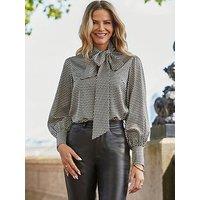 Sosandar High Neck Heritage Blouse - Brown