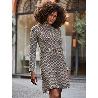 Sosandar Tonal Geo Print Mini Dress - Brown