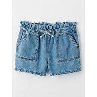 V By Very Girls Denim Paper Bag Short - Blue