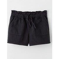 V By Very Girls Denim Paper Bag Shorts - Black