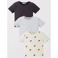 V By Very Girls 3 Pack Cherry T-Shirts