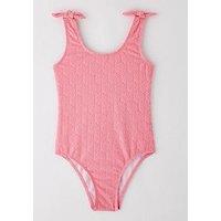 V By Very Girls Shell Towelling Swimsuit - Multi
