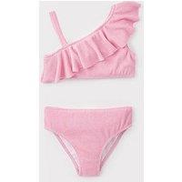 V By Very Girls Seersucker Frill Tankini - Multi