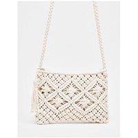 Quiz Cream Crochet Cross Body Bag