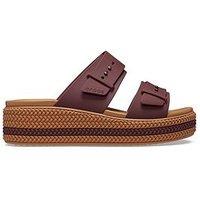 Crocs Brooklyn Buckle Low Wedge Sandal - Brown