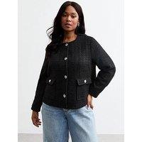 New Look Curves BouclÈ Cropped Jacket - Black
