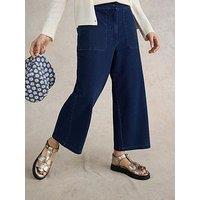 White Stuff Belle Jersey Wide Leg Crop - Blue