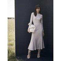 Mint Velvet Cosy Ribbed Jersey Midi Dress - Natural