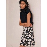 Mint Velvet Black Abstract Print Mini Skirt