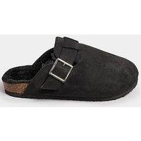 Yours Extra Wide Fit Fur Lined Clog - Black