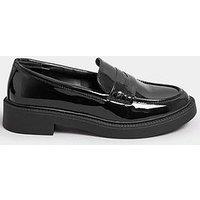Yours Wide Fit Saddle Patent Loafer - Black