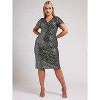Yours Curve Sequin Wrap Shift Dress - Silver