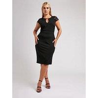 Yours Curve Lace Sleeve Keyhole Shift Dress