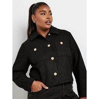 Yours Curve Boucle Short Jacket - Black