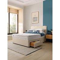 Silentnight Pippa Pillowtop Mattress With Divan Bed Base And Wave Headboard - Moon