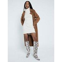 River Island High Neck Jumper Dress - Cream