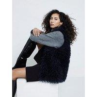 River Island Faux Fur Long Shabby Gilet - Navy