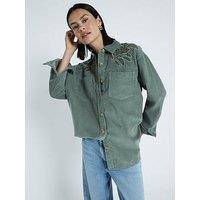 River Island Cutwork Cord Shirt - Khaki