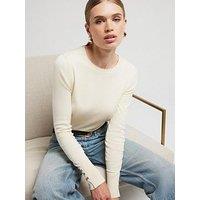 River Island Crew Neck Fine Knit Top - Cream