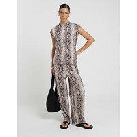 River Island Crinkle Snake Trouser - White