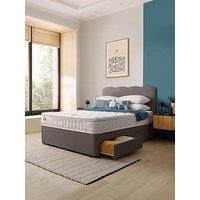 Silentnight Pippa Pillowtop Mattress With Divan Bed Base And Wave Headboard + Storage Options - Slate Grey