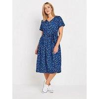 M&Co Spot Print Half Placket Midi Dress