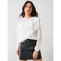 V By Very Ruffle Shell Blouse - White