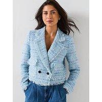 V By Very Short Utility Boucle Jacket - Blue