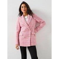 V By Very Boucle Military Blazer - Pink