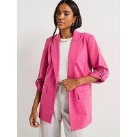 Everyday Jersey Button Tab Blazer - Raspberry