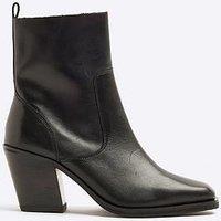 River Island Leather Western Boots - Black