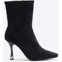 River Island Suedette Sock Boots - Black