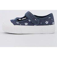 Everyday Girls Flower Canvas T-Bar Pumps - Blue