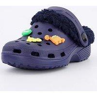 V By Very Boys Removeable Faux Fur Lined Mule Sandal - Navy
