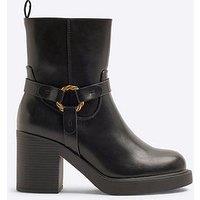 River Island Heeled Harness Ankle Boot - Black