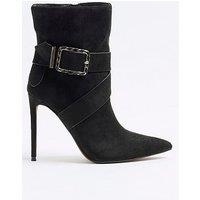 River Island Woven Buckle Heeled Boot - Black