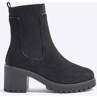 River Island Chunky Block Heel Boot - Black